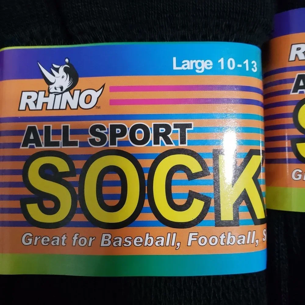 New (6 Pairs) Champion Sports Rhino All-Sport Socks in Black - Size large‎
